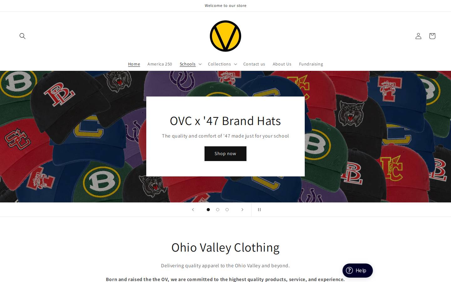 ohiovalleyclothing.com homepage screenshot