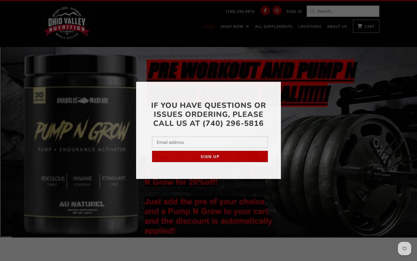 ohiovalleynutrition.com homepage screenshot