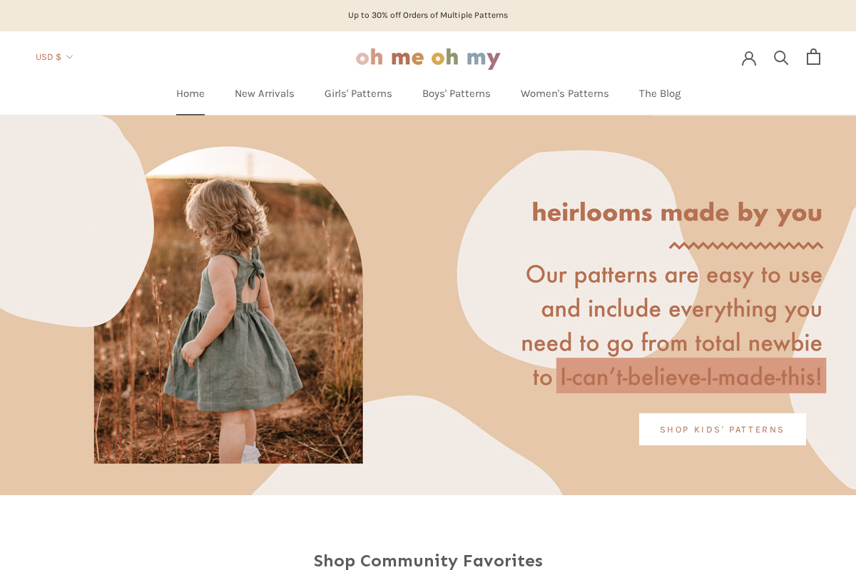 OhMeOhMySewing homepage screenshot