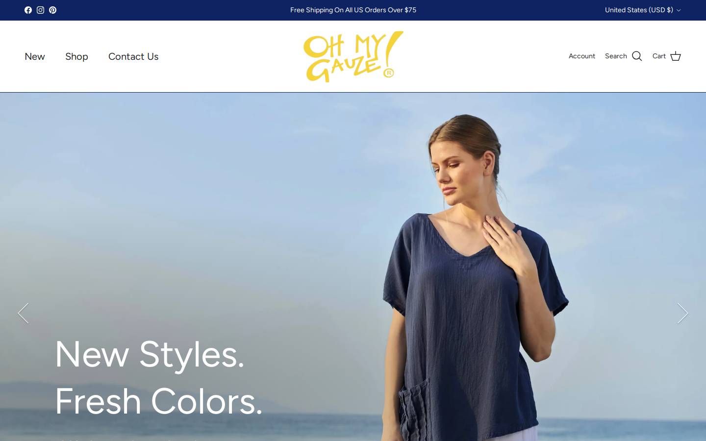 Ohmygauze homepage screenshot
