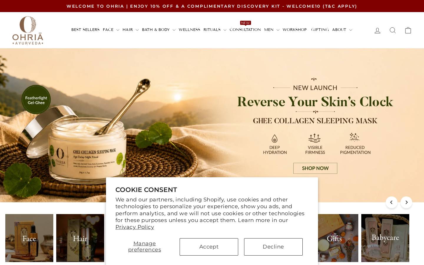 ohriaayurveda.com homepage screenshot