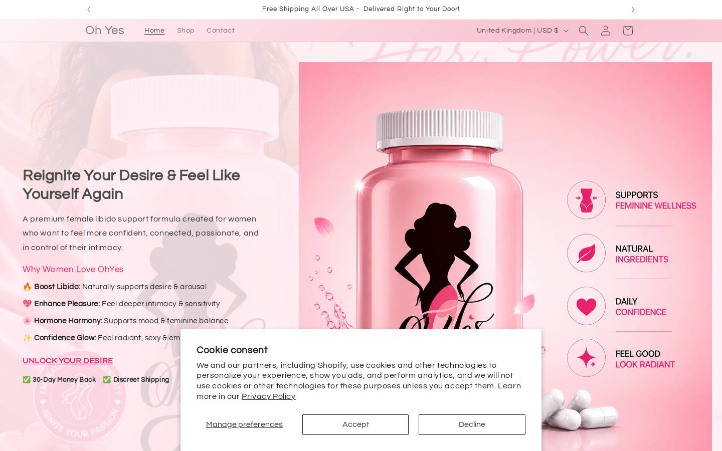Ohyes homepage screenshot
