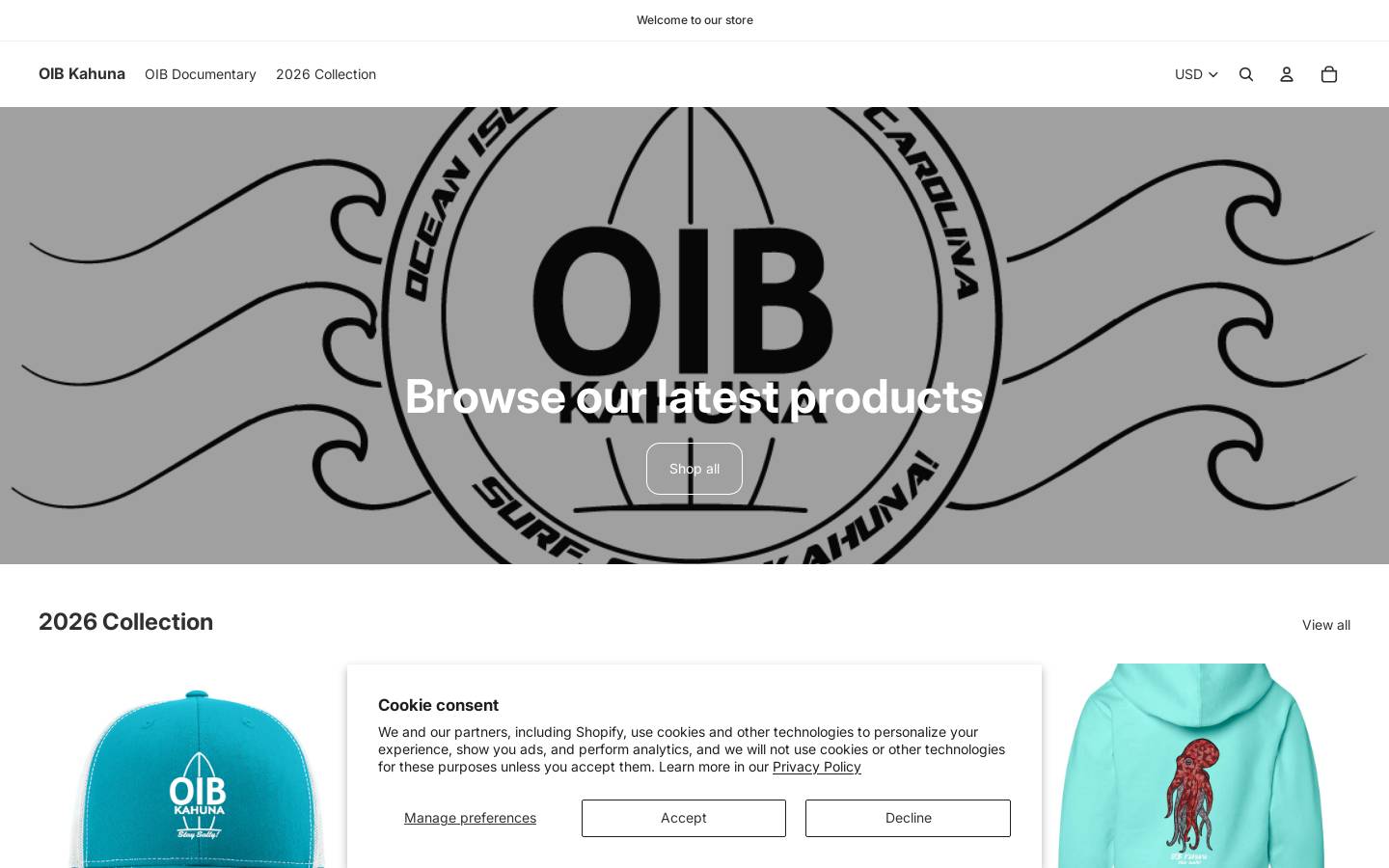 oibkahuna.com homepage screenshot