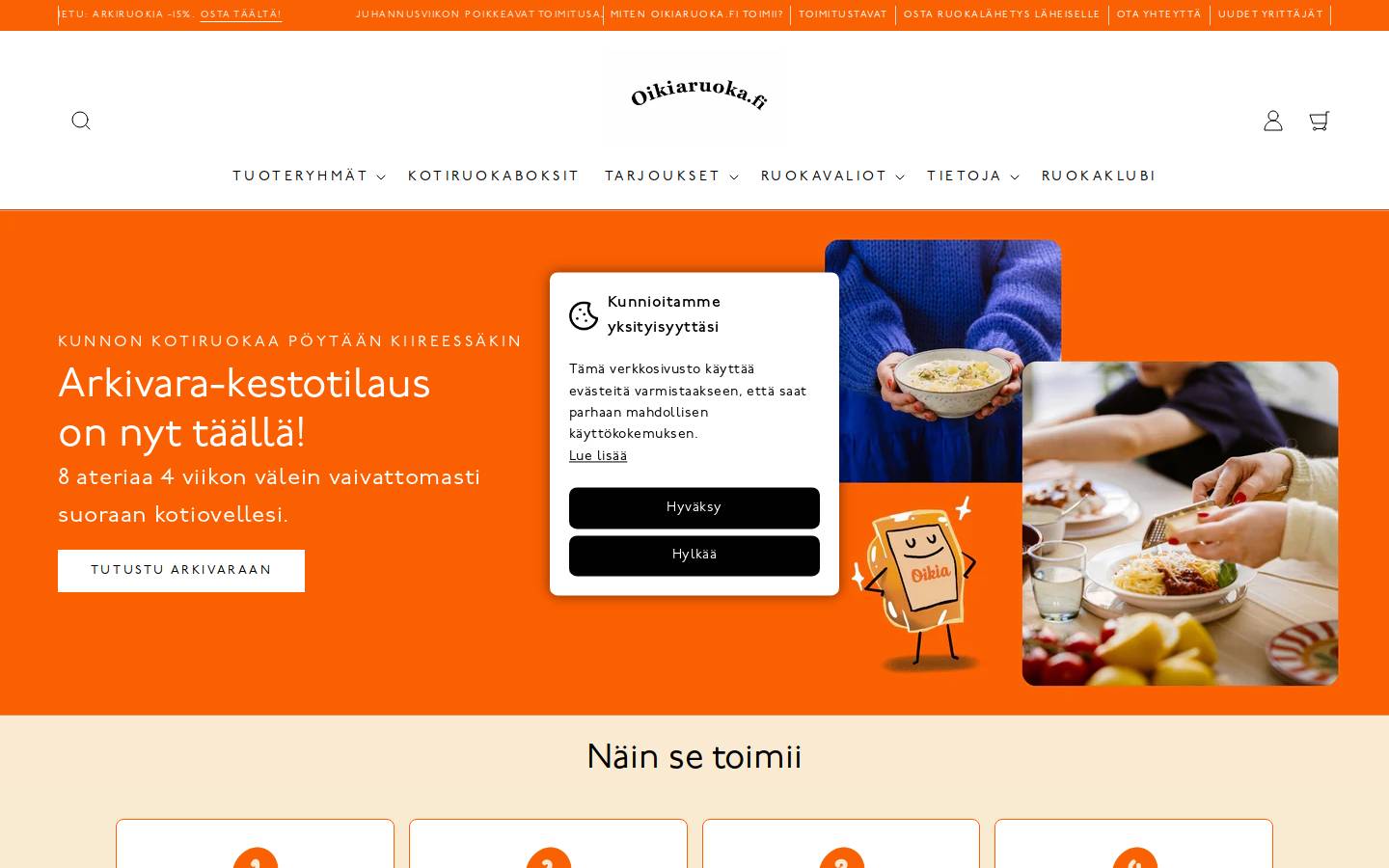 Oikiaruoka homepage screenshot