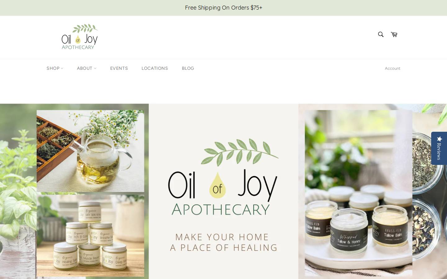 oilofjoyapothecary.com homepage screenshot