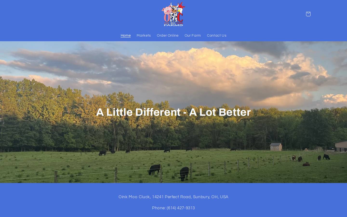 oinkmoocluckfarms.com homepage screenshot