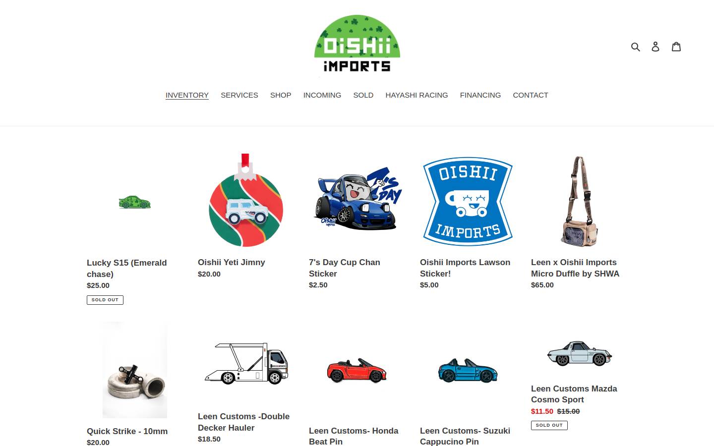 oishiiimports.com homepage screenshot