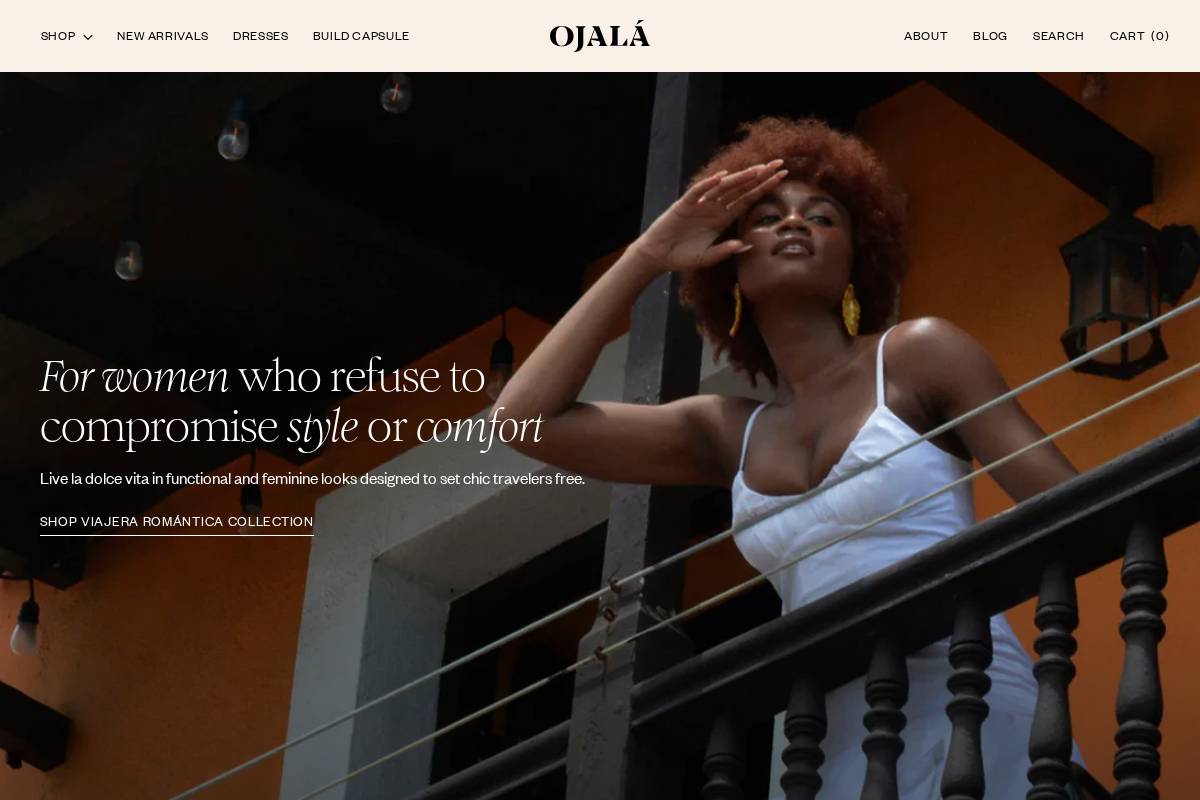 ojalaapparel.com homepage screenshot
