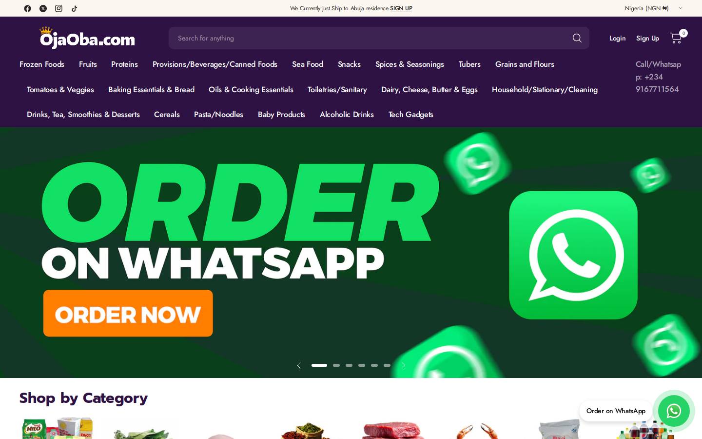 ojaoba.store homepage screenshot