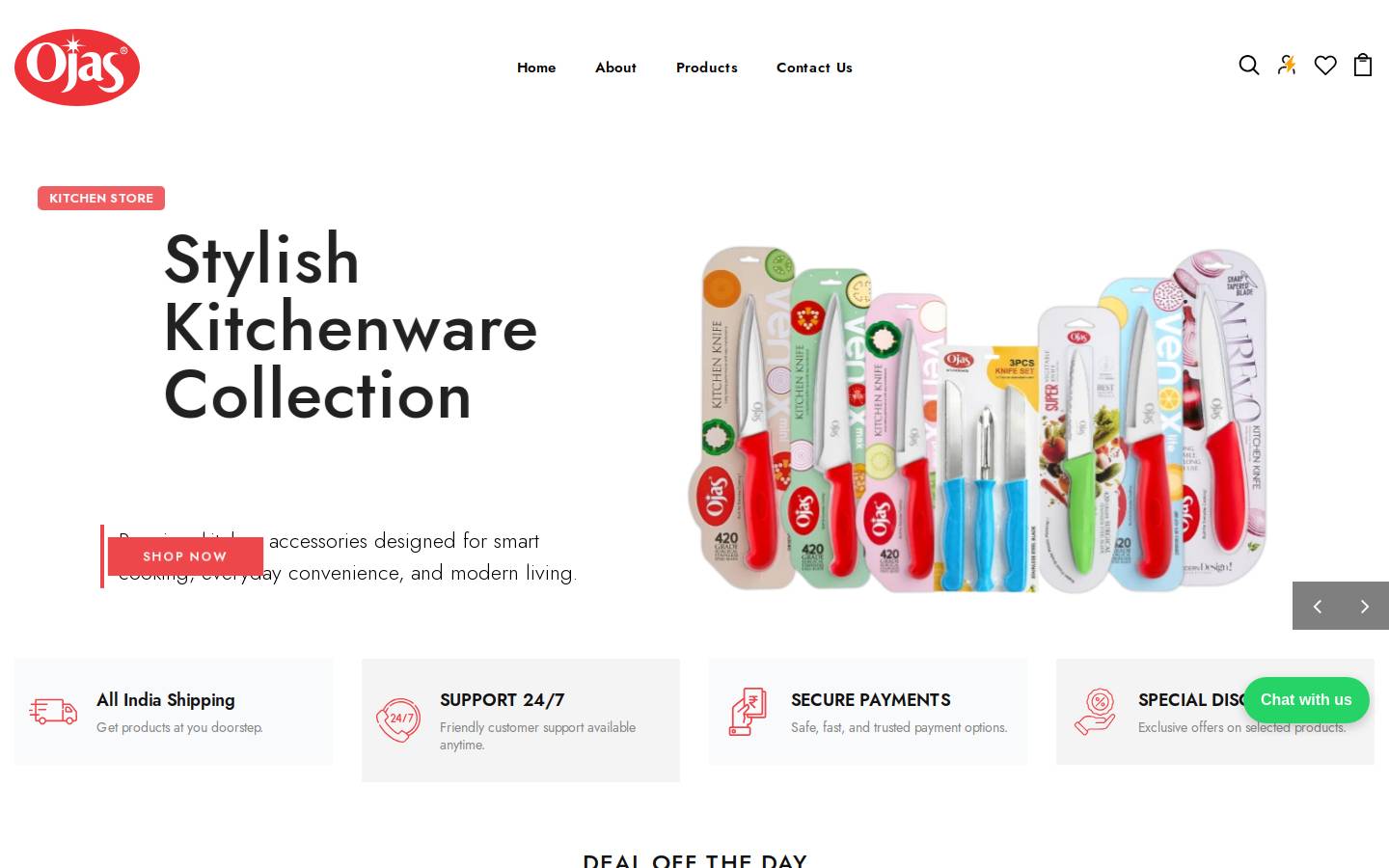 ojaskitchenware.com homepage screenshot