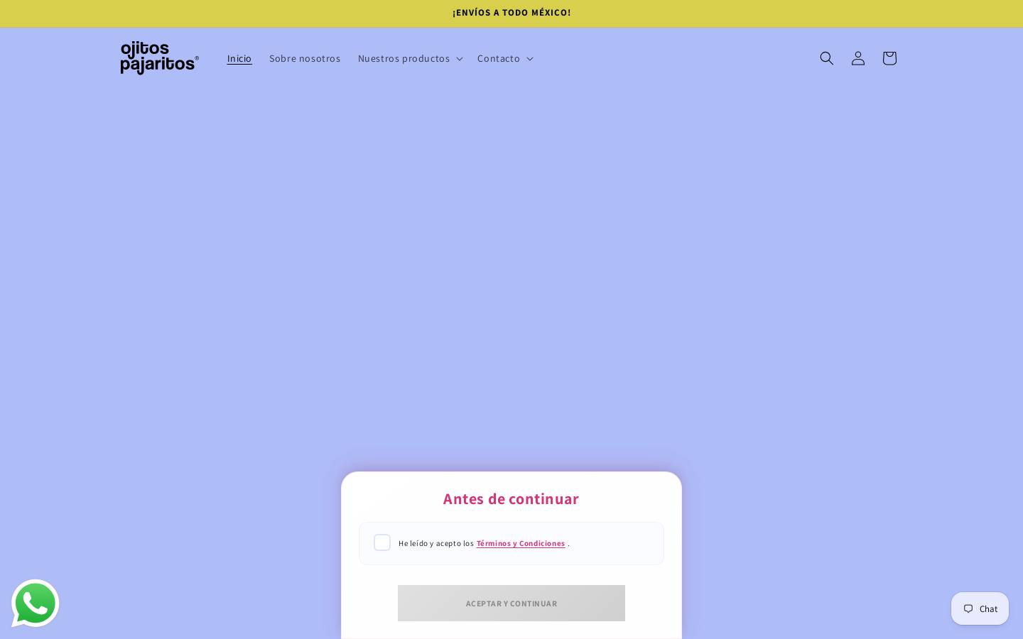 ojitospajaritos.com.mx homepage screenshot