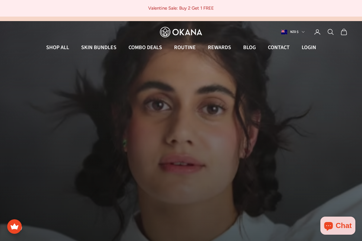 Okana Skincare homepage screenshot