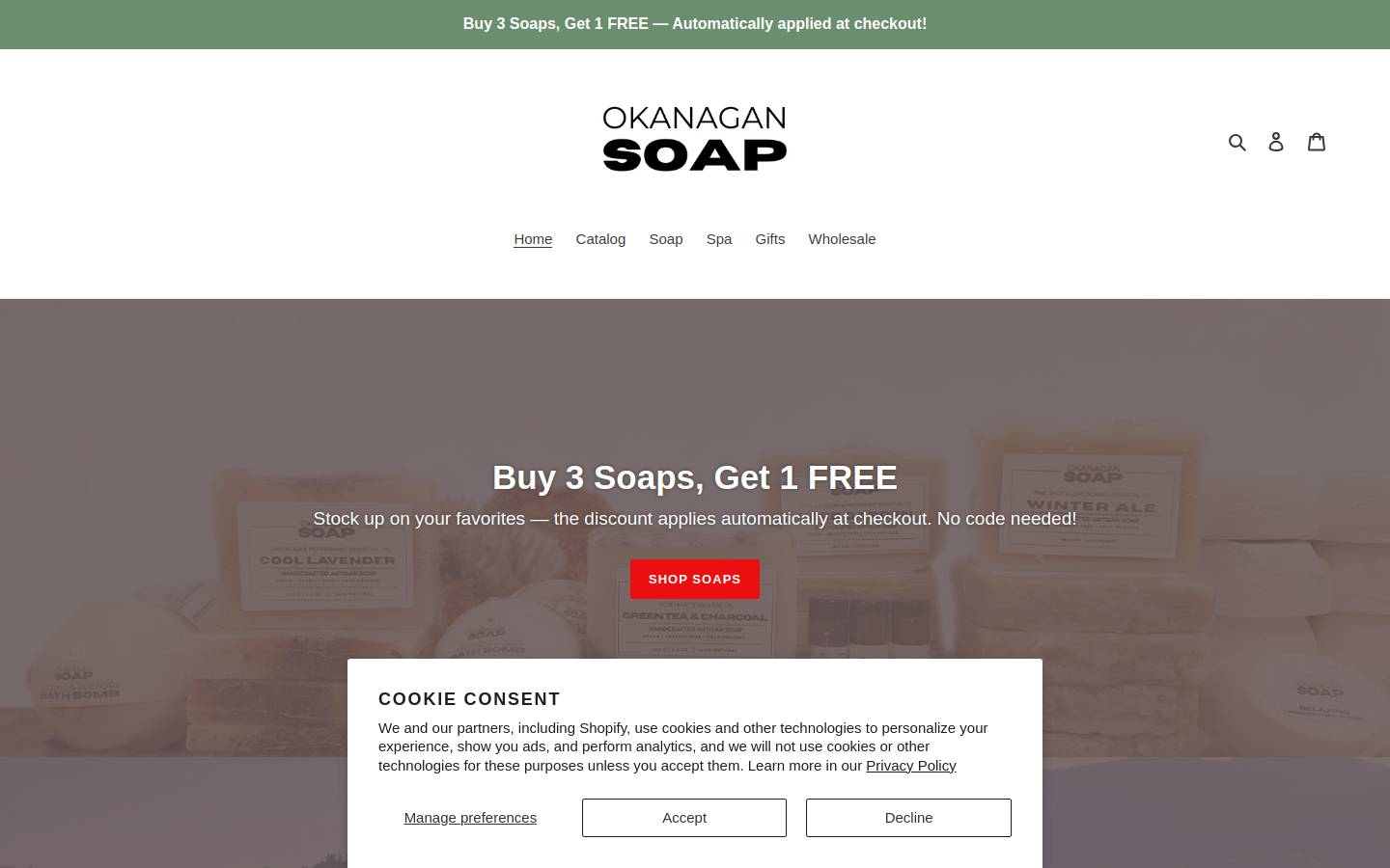 okanagansoap.ca homepage screenshot
