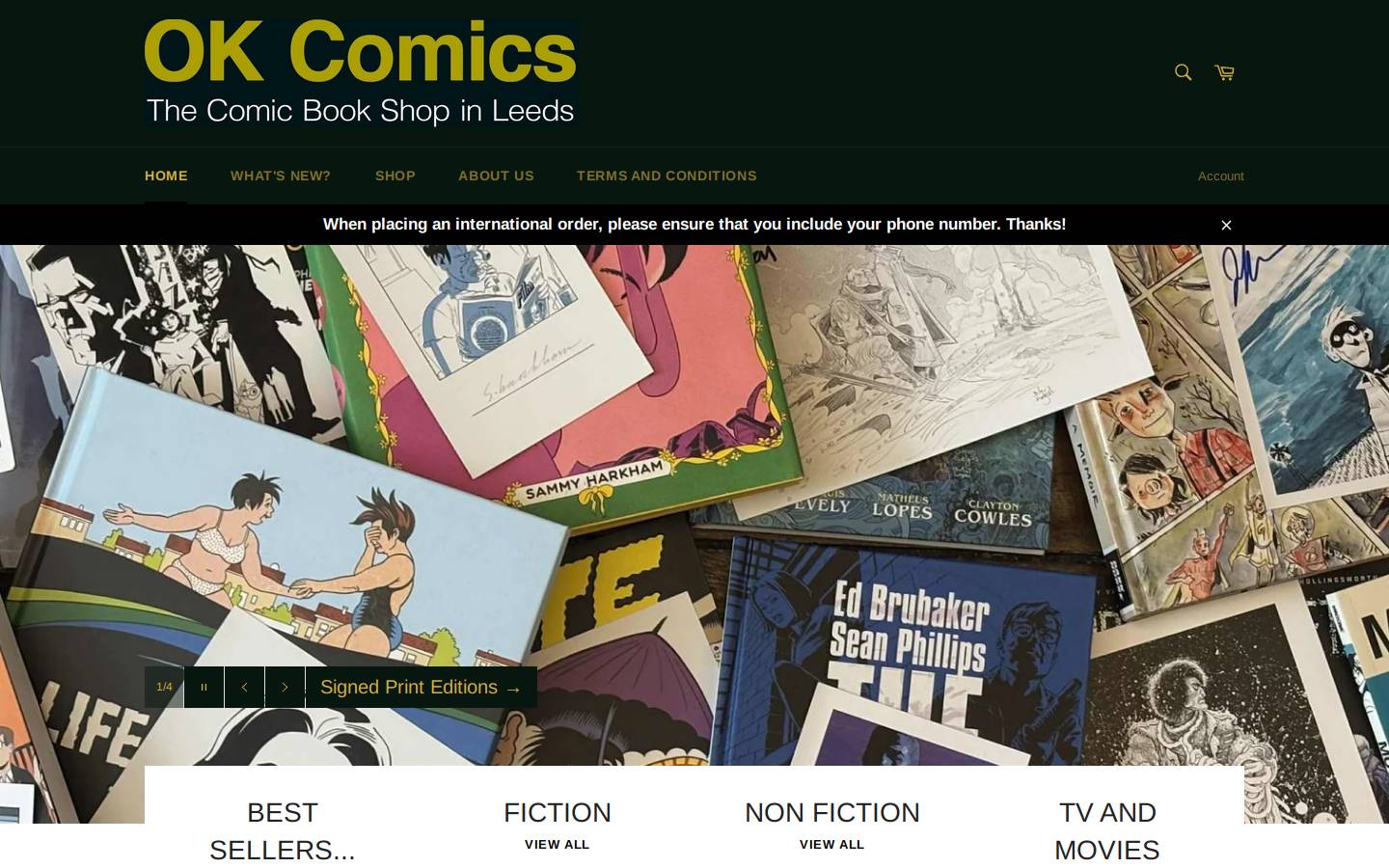 Okcomics homepage screenshot