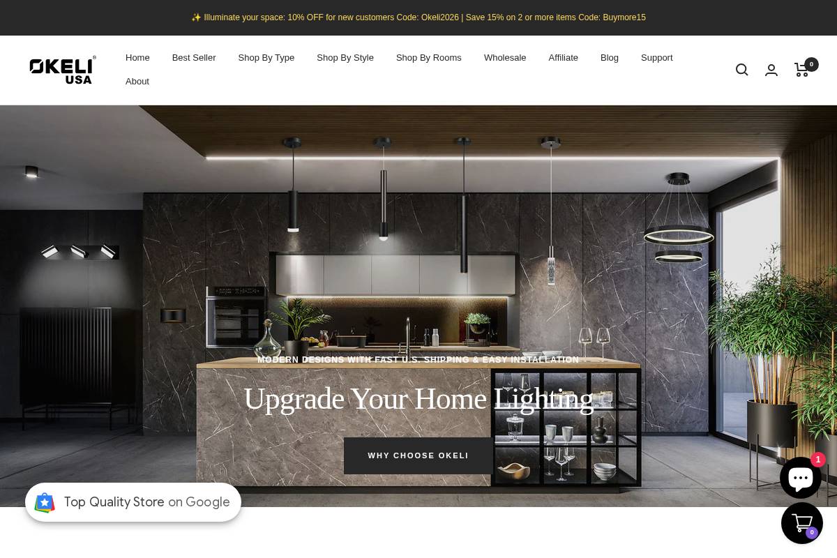 okelilights.com homepage screenshot