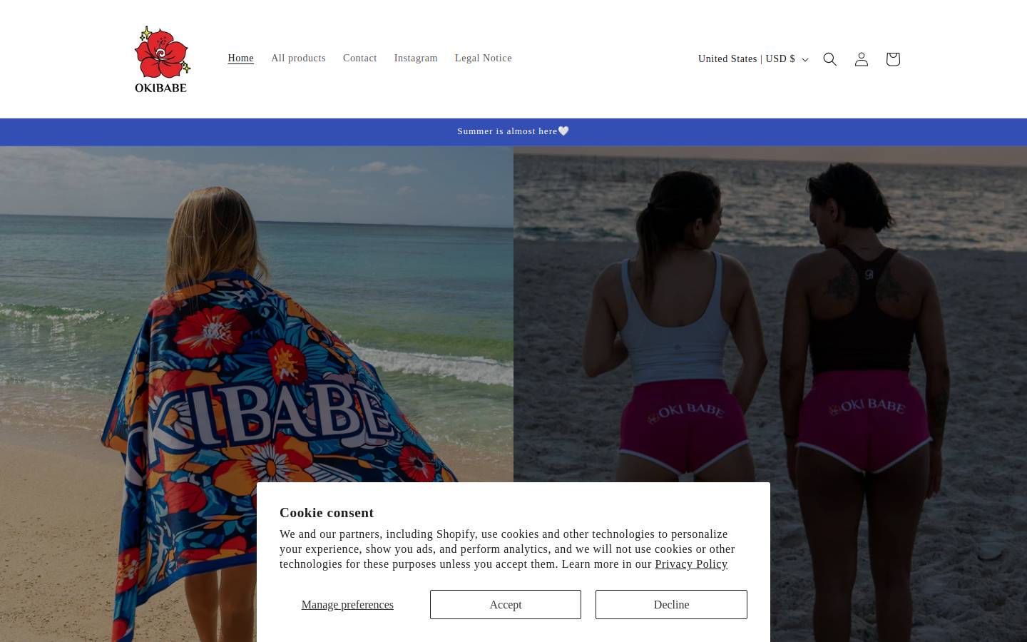 okibabe.shop homepage screenshot