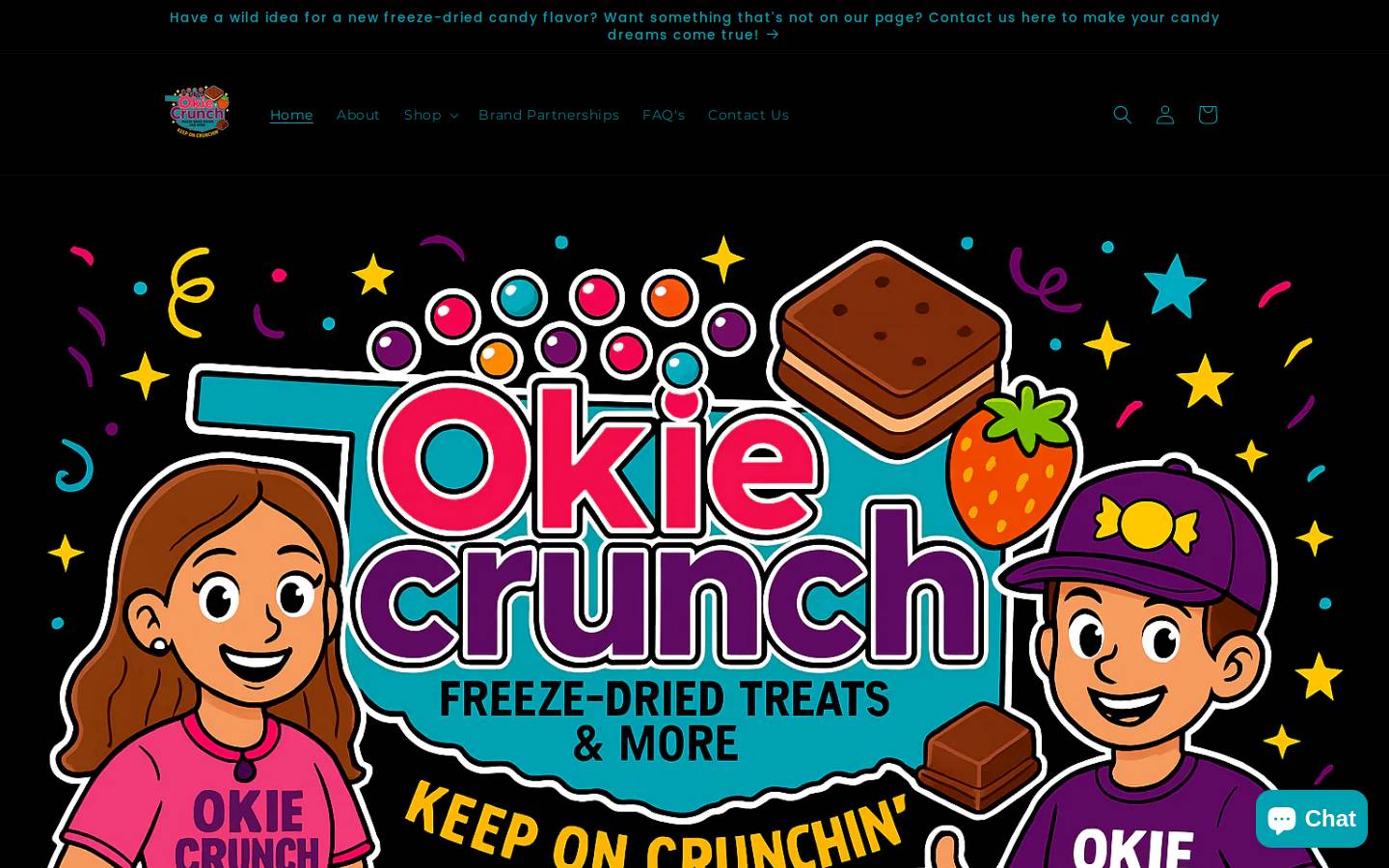 okiecrunchtreats.com homepage screenshot