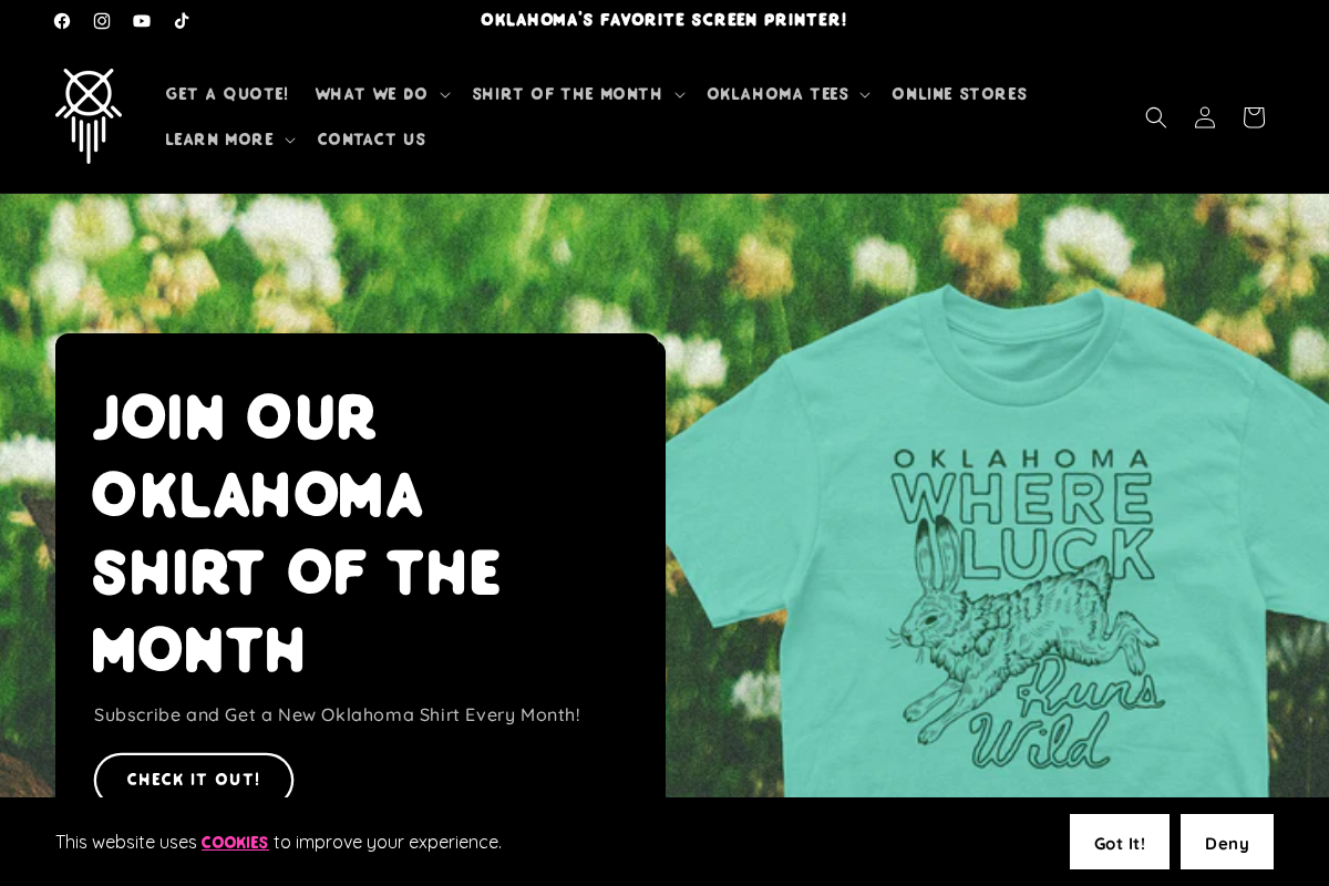 oklahomashirtcompany.com homepage screenshot