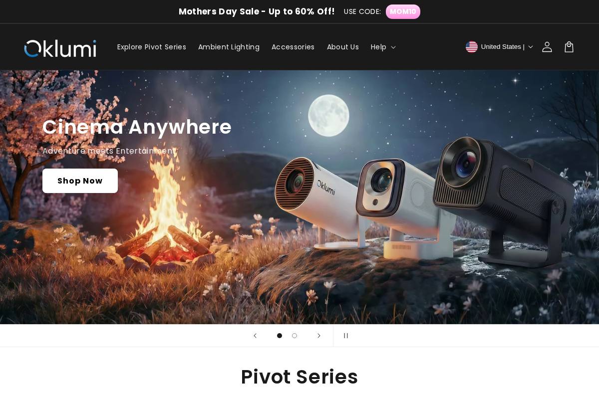 Oklumi homepage screenshot