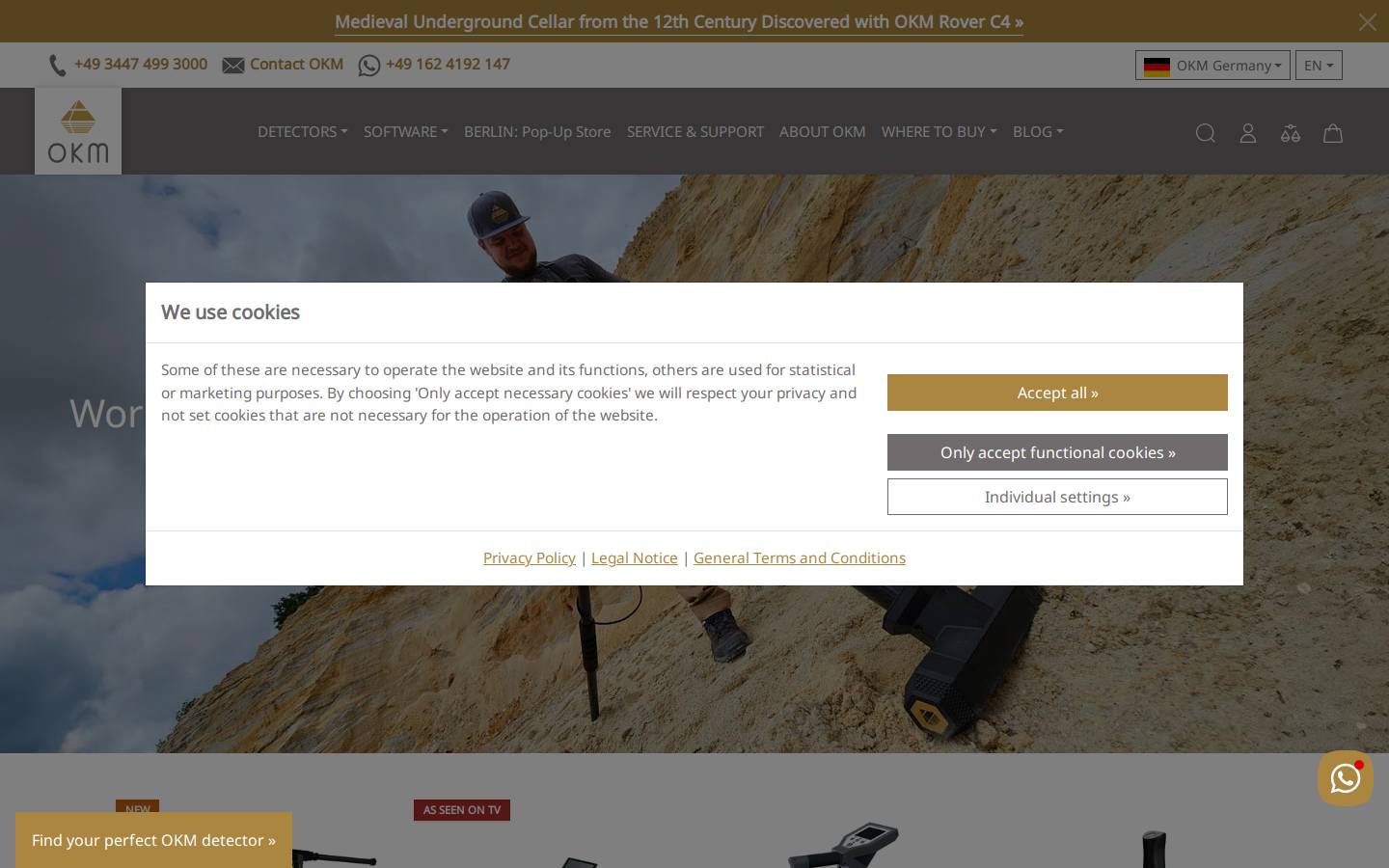 okmdetectors.com homepage screenshot