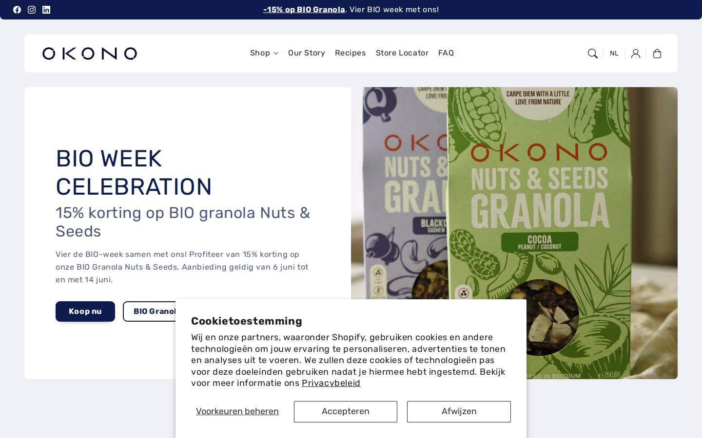 OKONO homepage screenshot