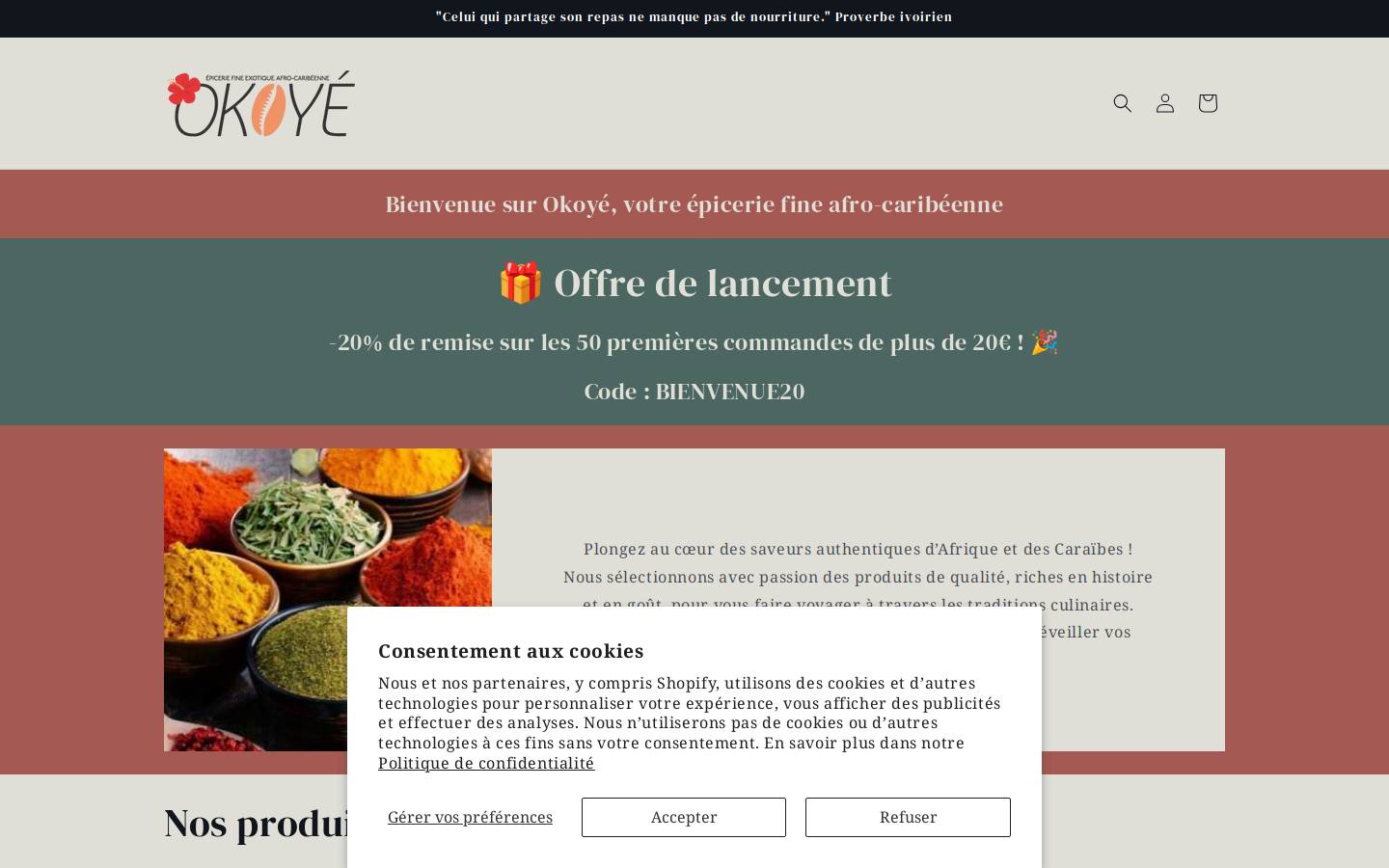 okoye.fr homepage screenshot