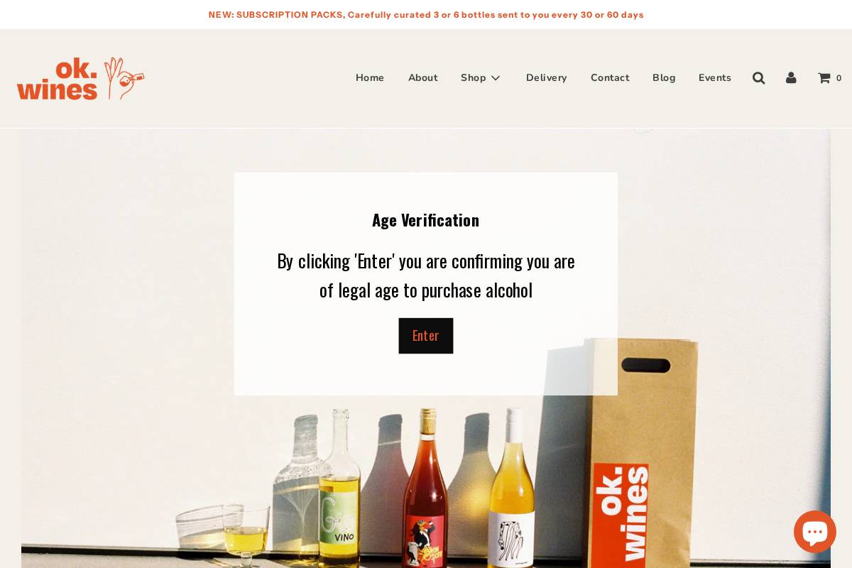 okwines.com.au homepage screenshot