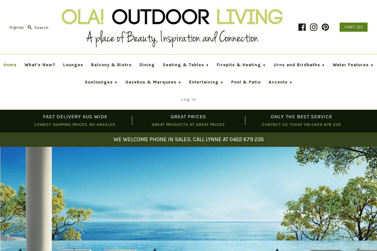 ola-outdoor-living.com.au homepage screenshot