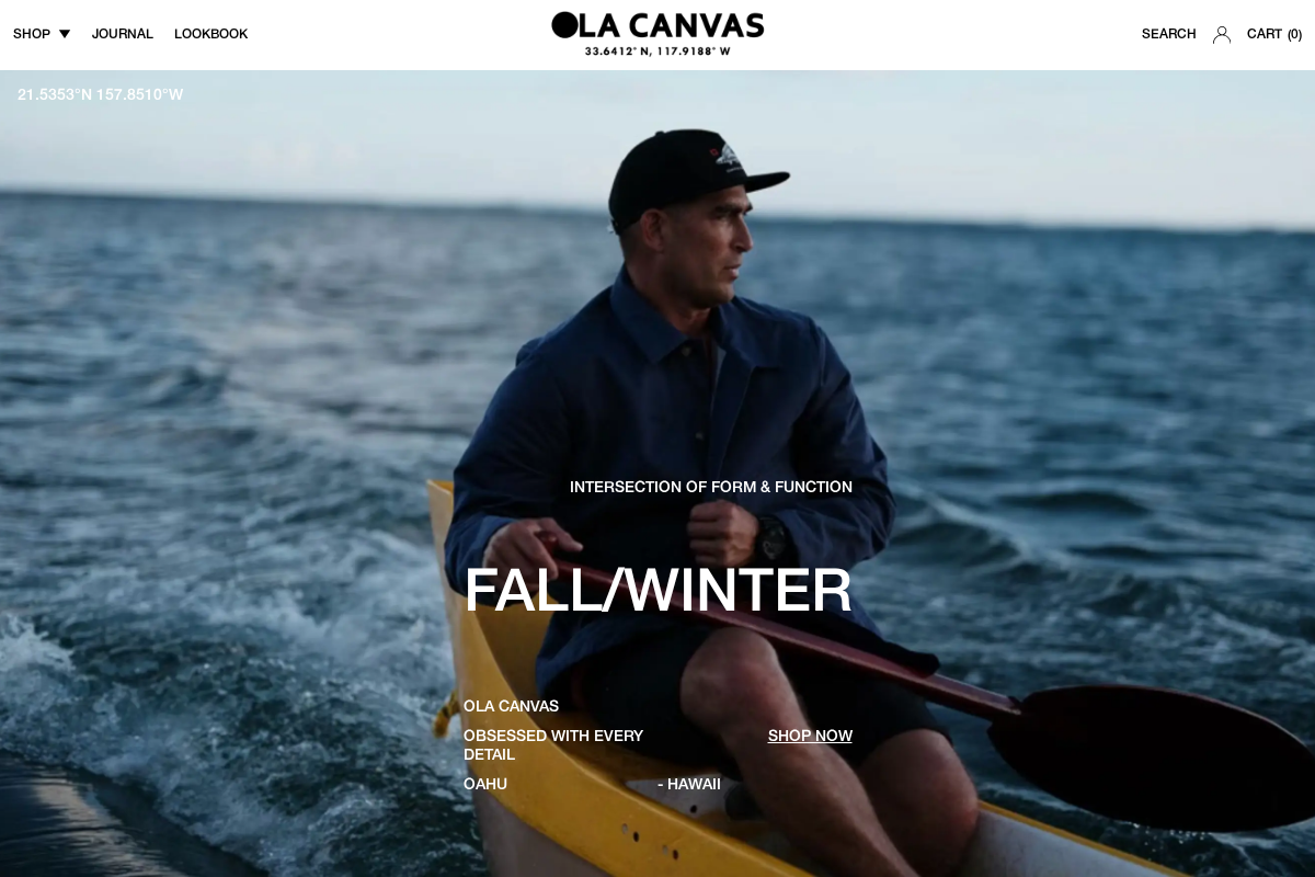OLA CANVAS homepage screenshot