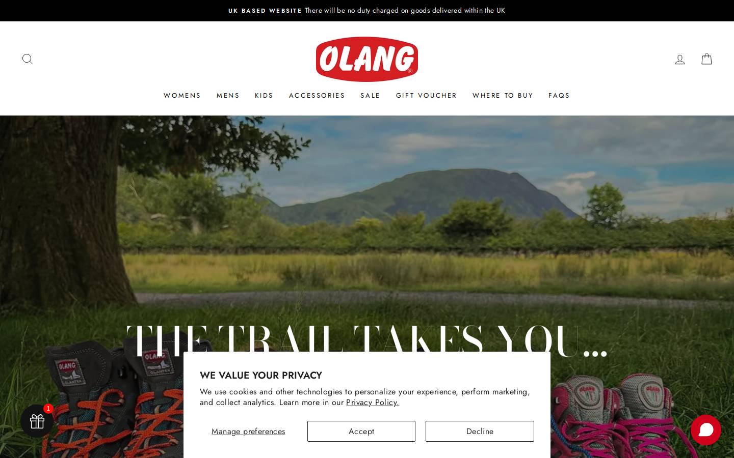 Olang UK homepage screenshot