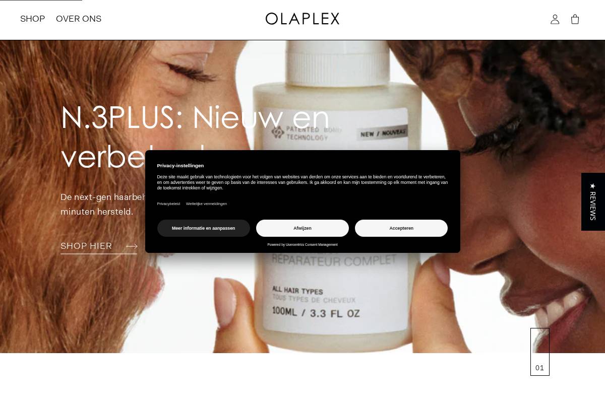 Olaplex homepage screenshot