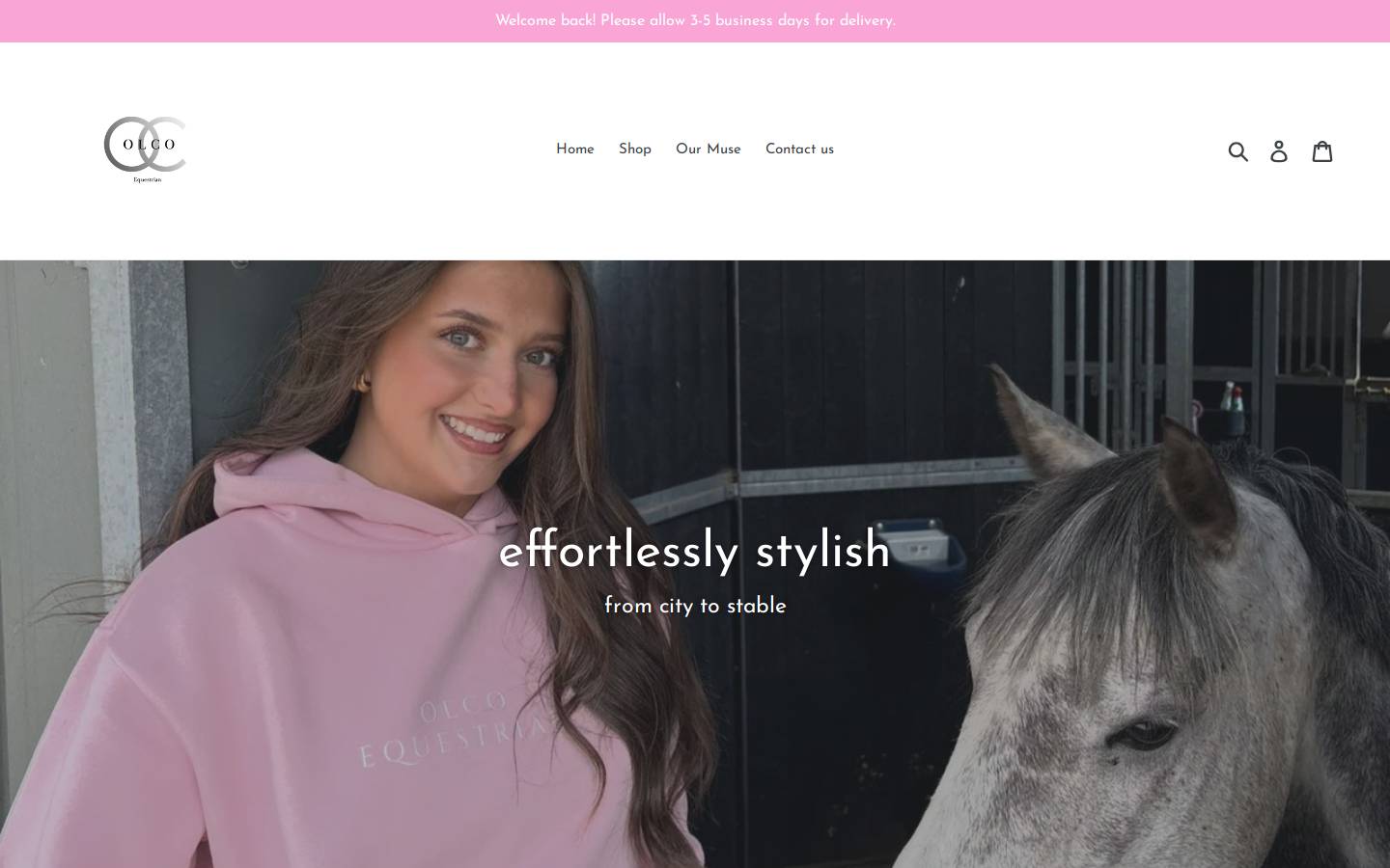 olcoequestrian.com homepage screenshot