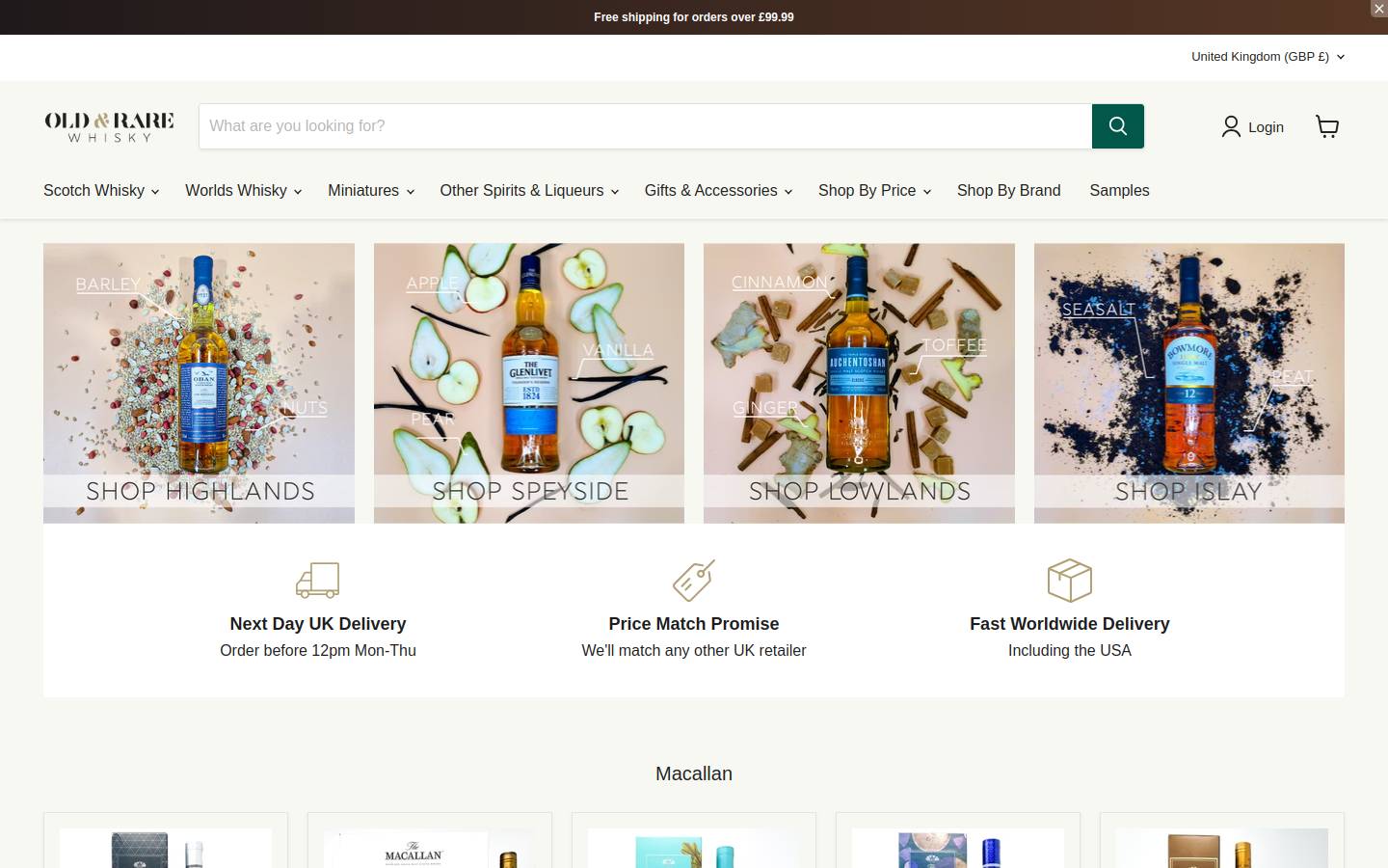 Old & Rare Whisky homepage screenshot