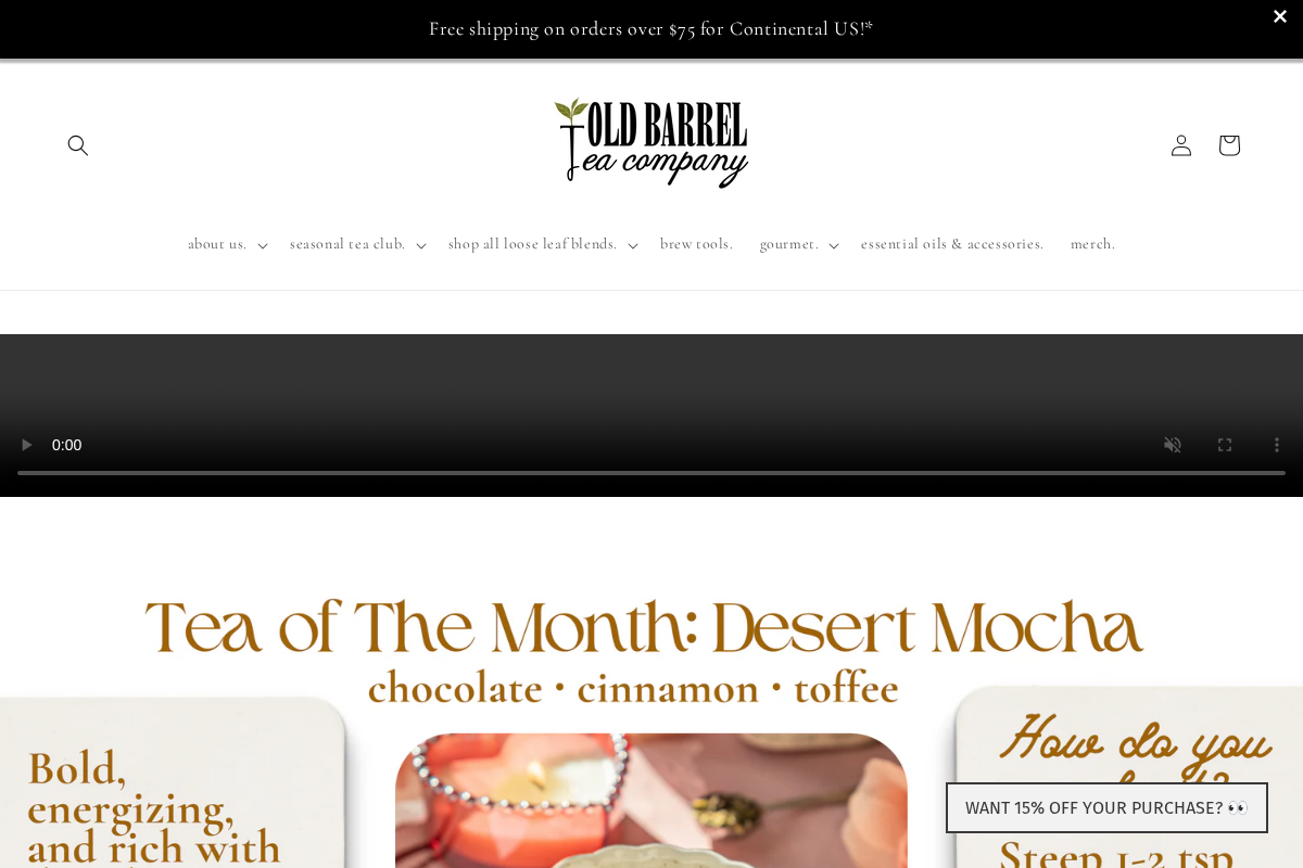 Old Barrel Tea Co homepage screenshot
