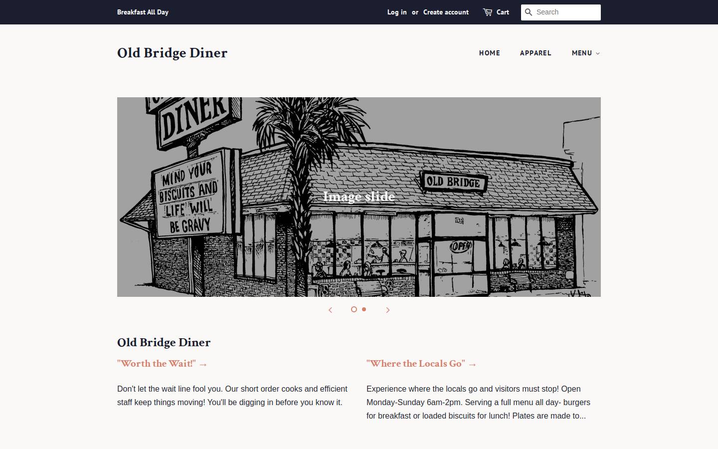 oldbridgediner.com homepage screenshot