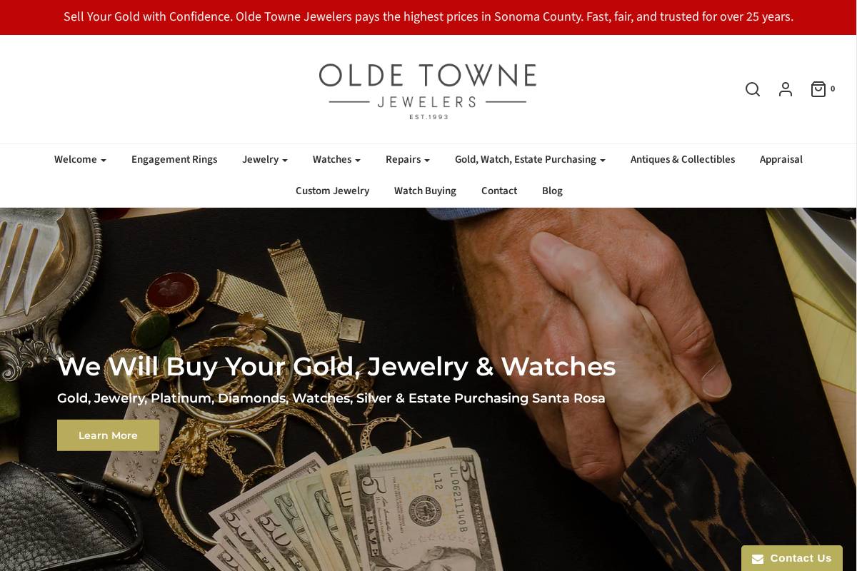 oldetownejewelers.com homepage screenshot