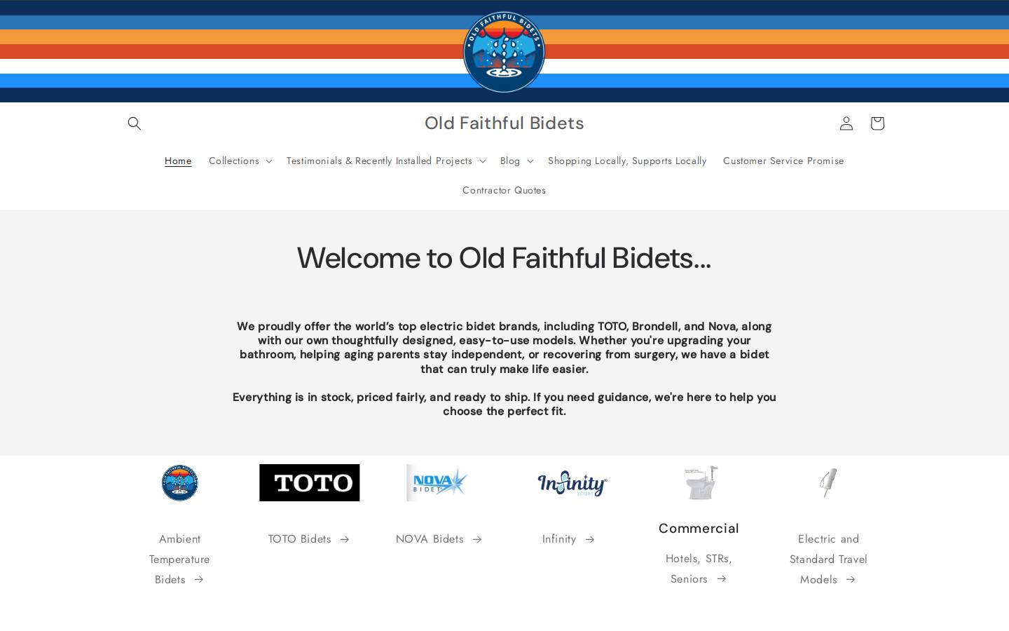 oldfaithfulbidet.com homepage screenshot