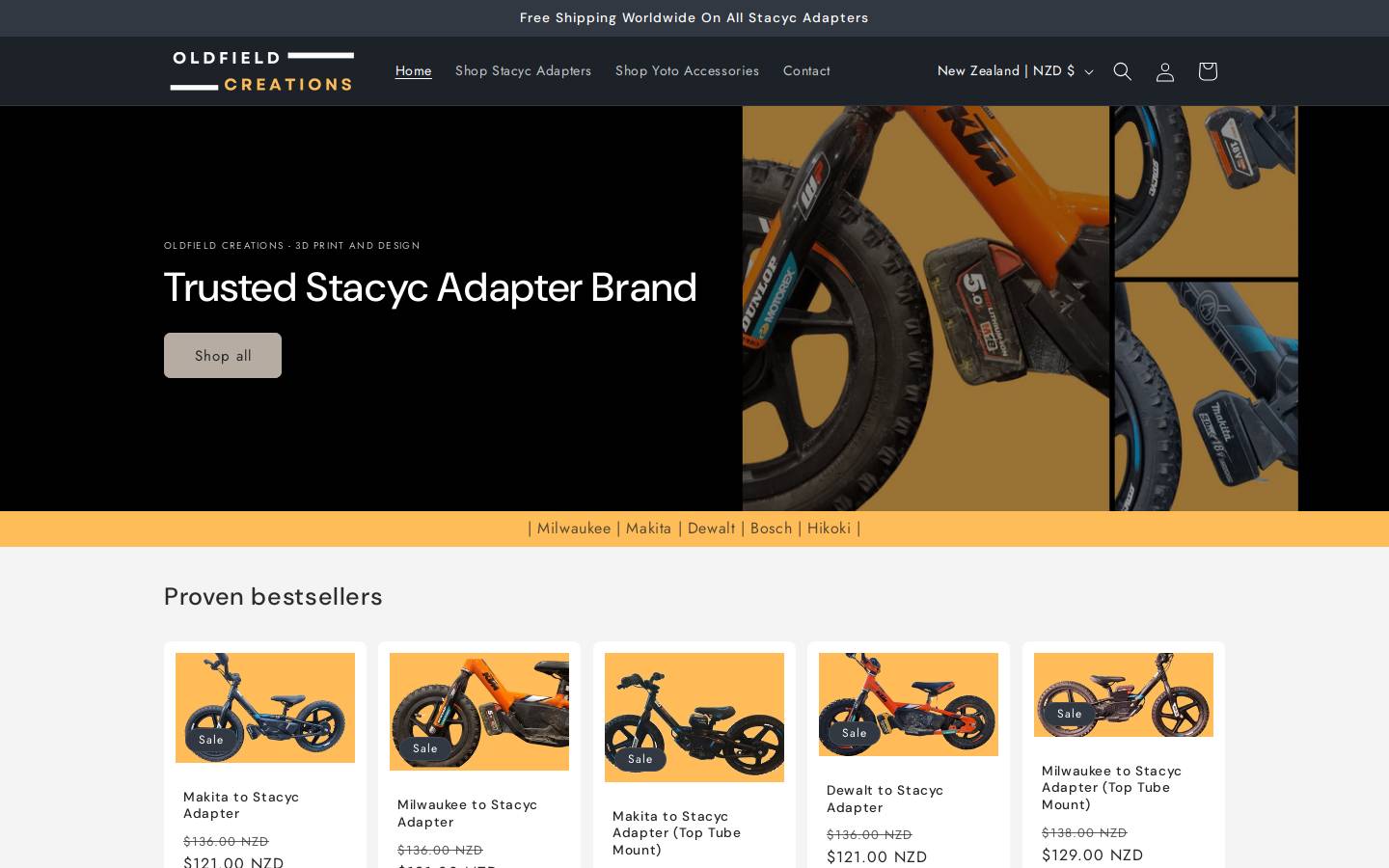 oldfieldcreations.com homepage screenshot
