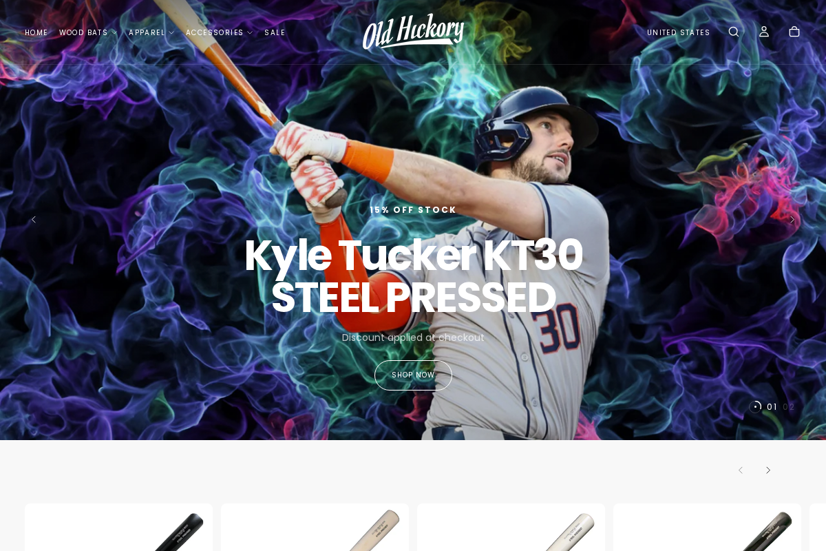 Old Hickory Bat Company homepage screenshot