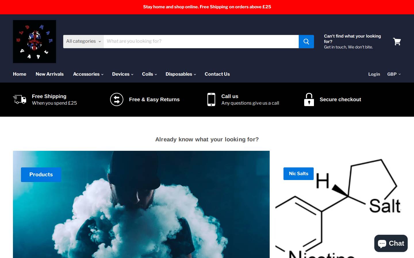 Oldmanvape homepage screenshot