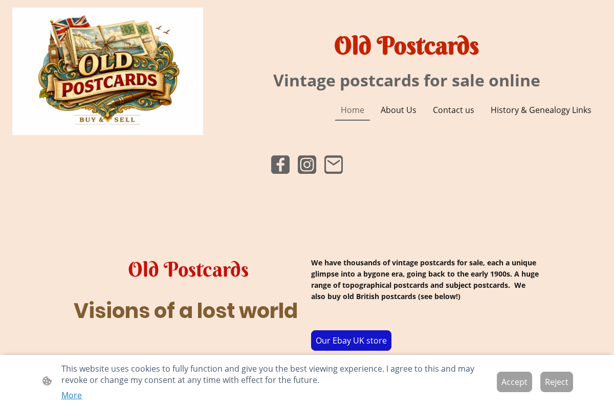 oldpostcards4sale.co.uk homepage screenshot