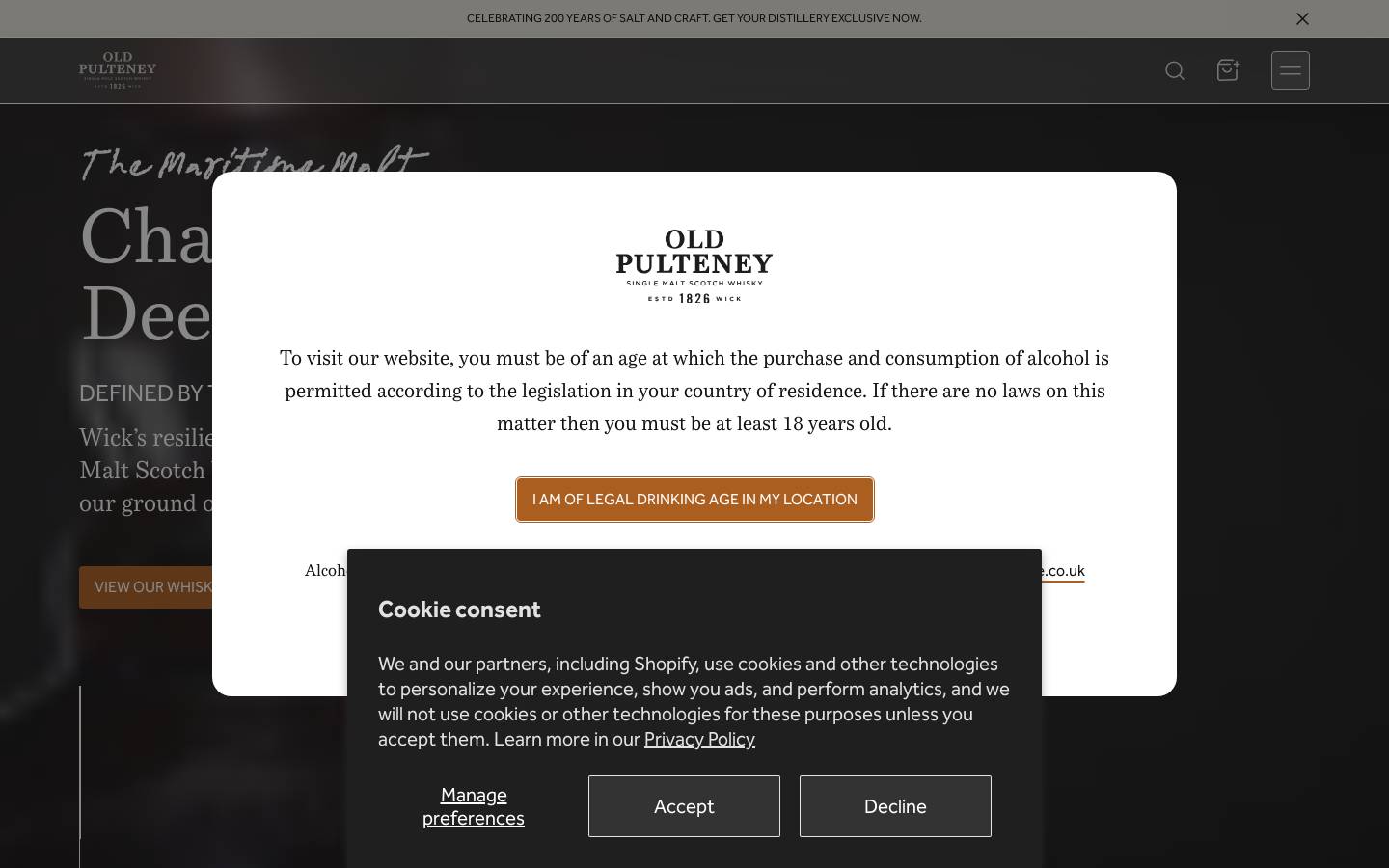 oldpulteney.com homepage screenshot