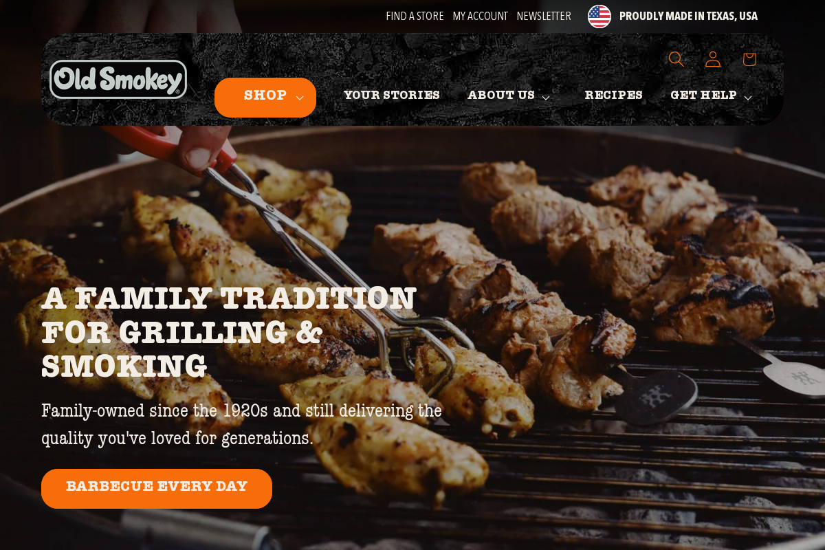 Old Smokey Products Company homepage screenshot