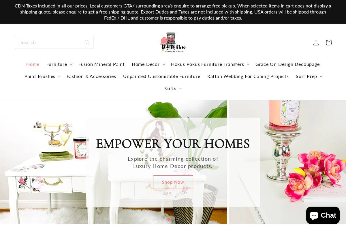 oldtonewfurniture.ca homepage screenshot
