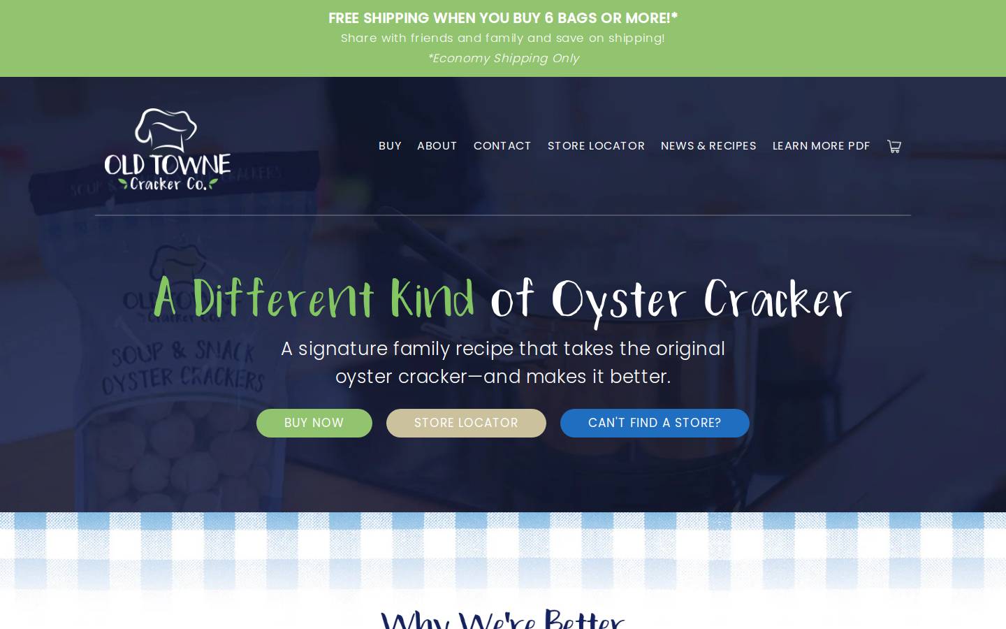 oldtownecrackerco.com homepage screenshot