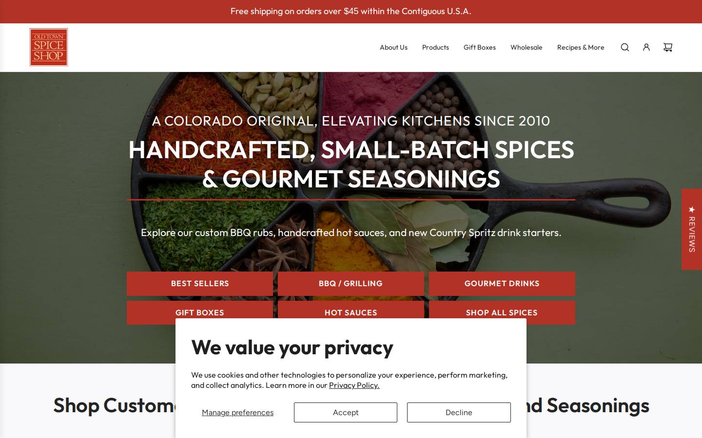 oldtownspiceshop.com homepage screenshot