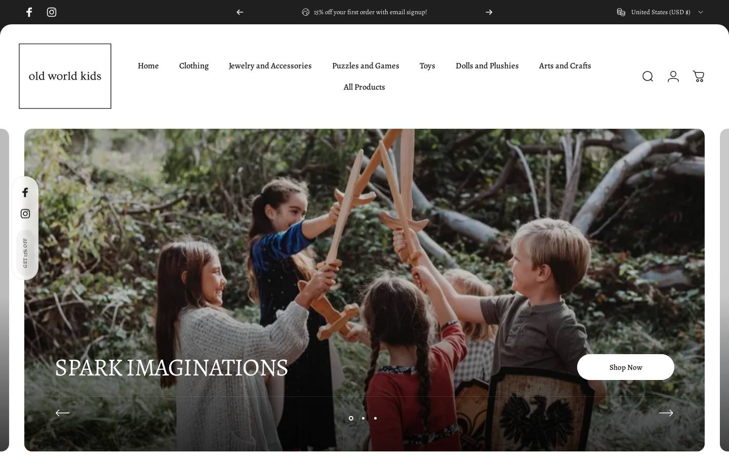 oldworldkids.com homepage screenshot