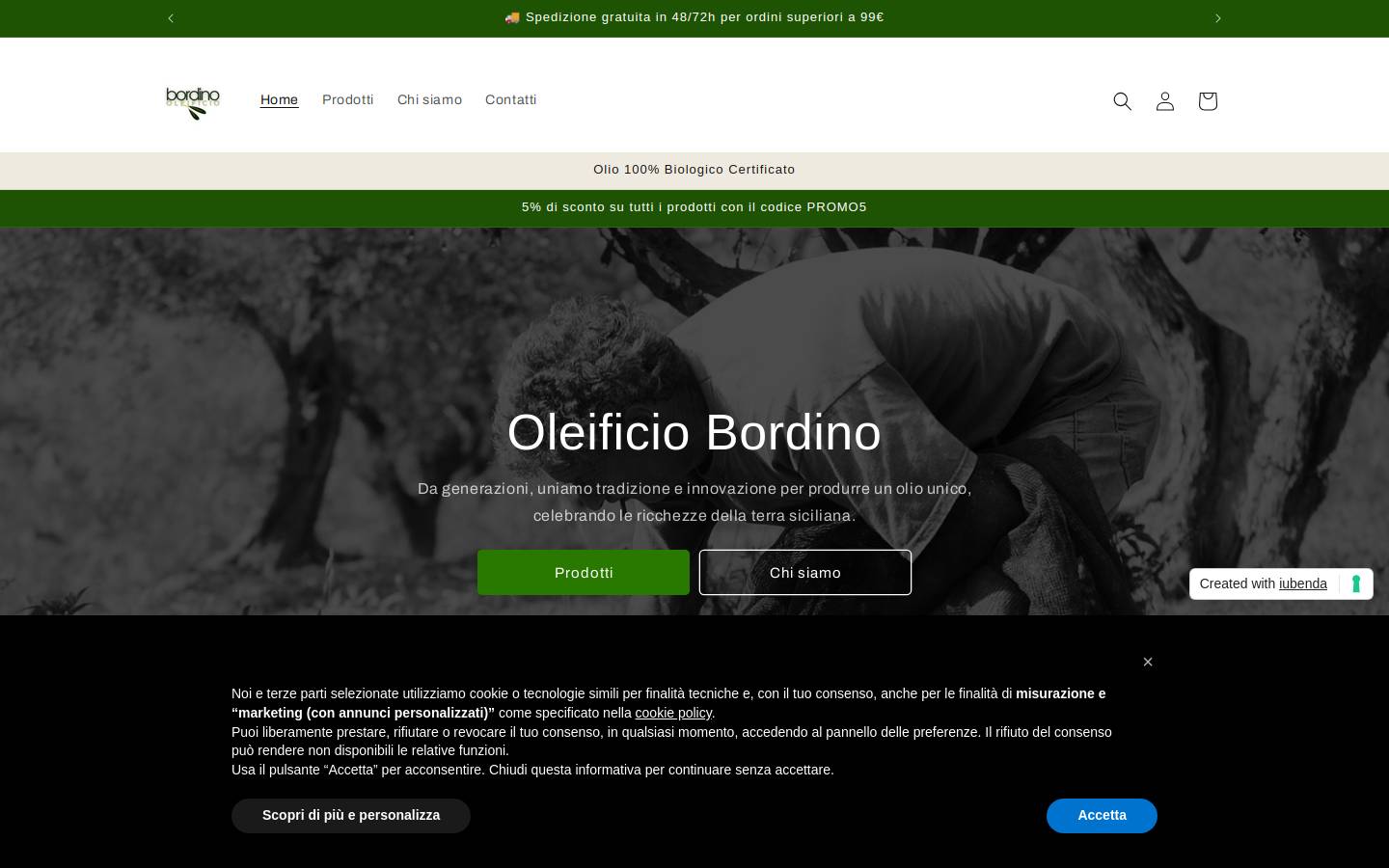 oleificio-bordino.com homepage screenshot