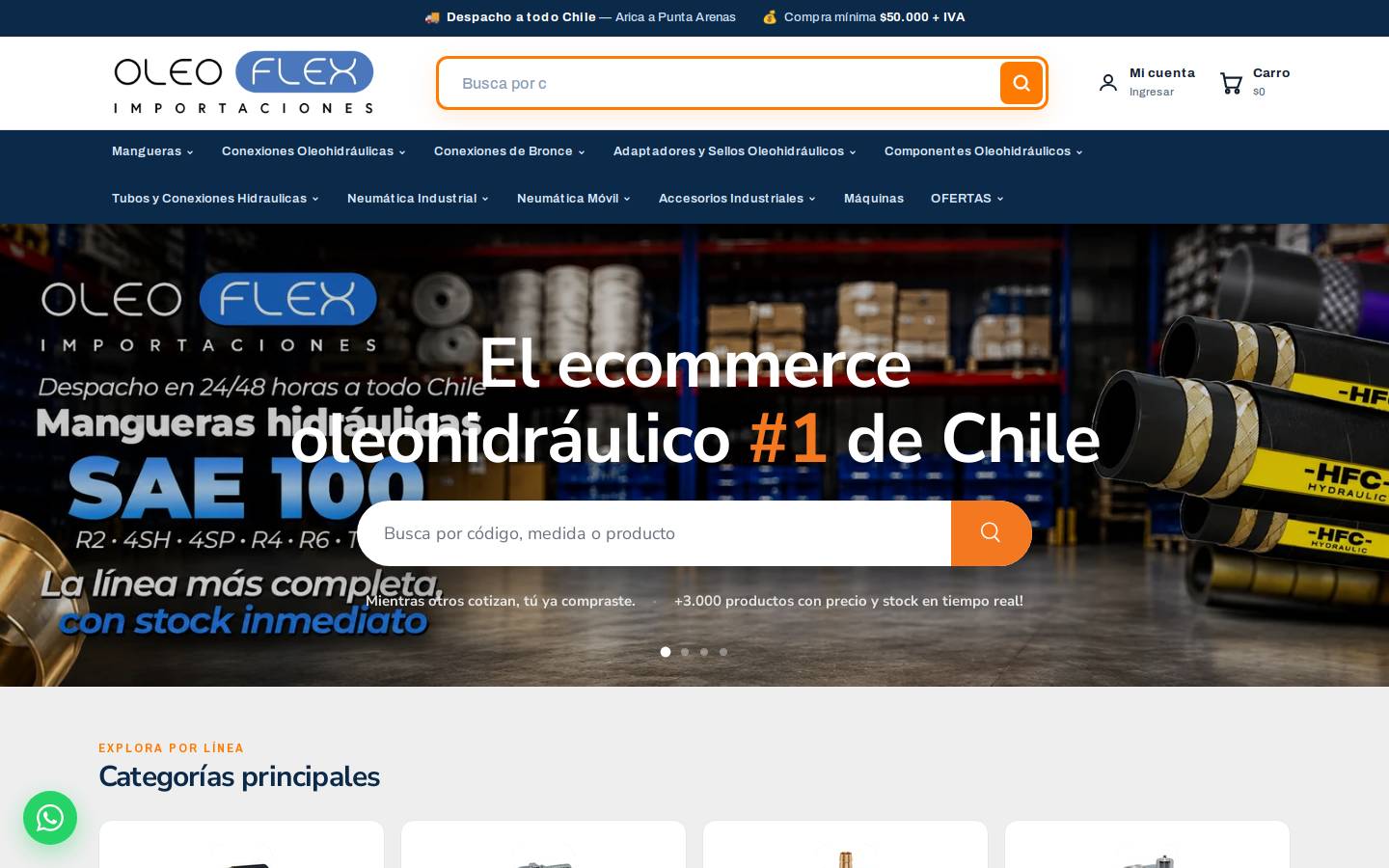 oleofleximportaciones.cl homepage screenshot