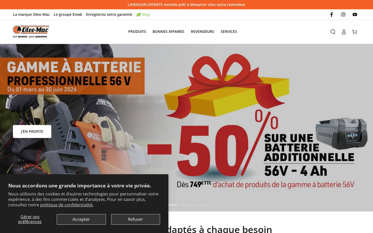 oleomac.fr homepage screenshot
